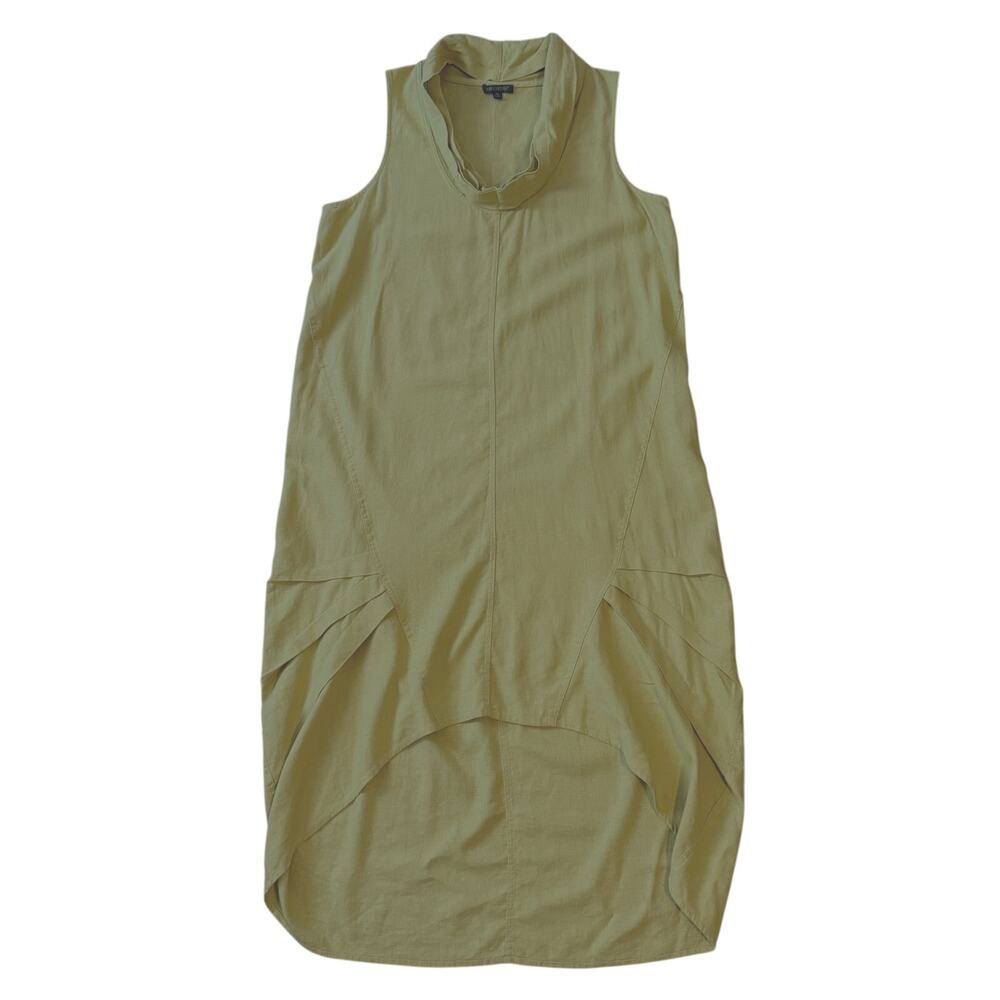 For Cynthia Muted Yellow Linen Maxi Dress Minimalist Sleeveless Wome's XL